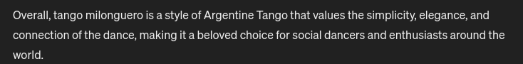 AI talking about tango milonguero